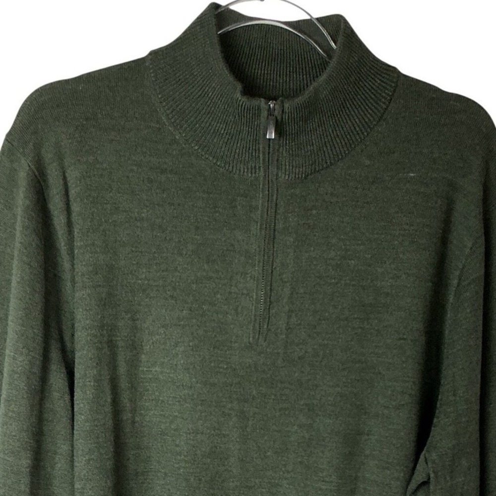 NWT J.Crew Quarter-Zip Men's XL Green Merino Wool  Blend CA562